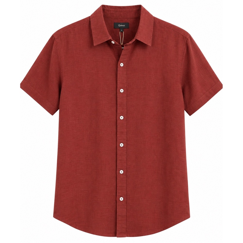 Quince Men's L 100% Linen Short Sleeve Button Down Shirt Rust NWT